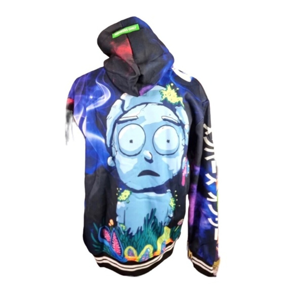 MEMBERS‎ ONLY x Rick And Morty Print pullover hoodie size small new